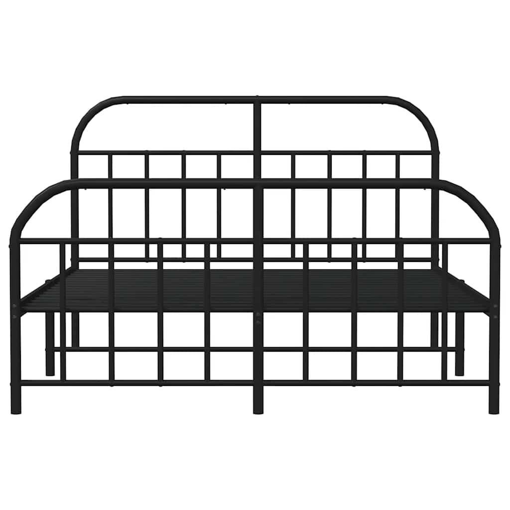 vidaXL Metal Bed Frame without Mattress with Footboard Black 135x190cm