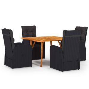 vidaXL 5 Piece Garden Dining Set Black