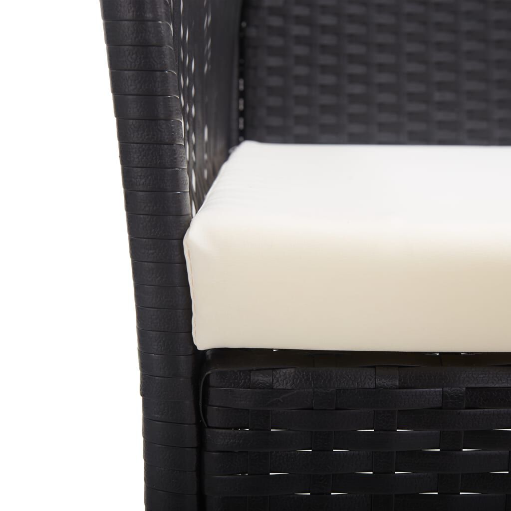 vidaXL Garden Armchairs with Cushions 2 pcs Black Poly Rattan