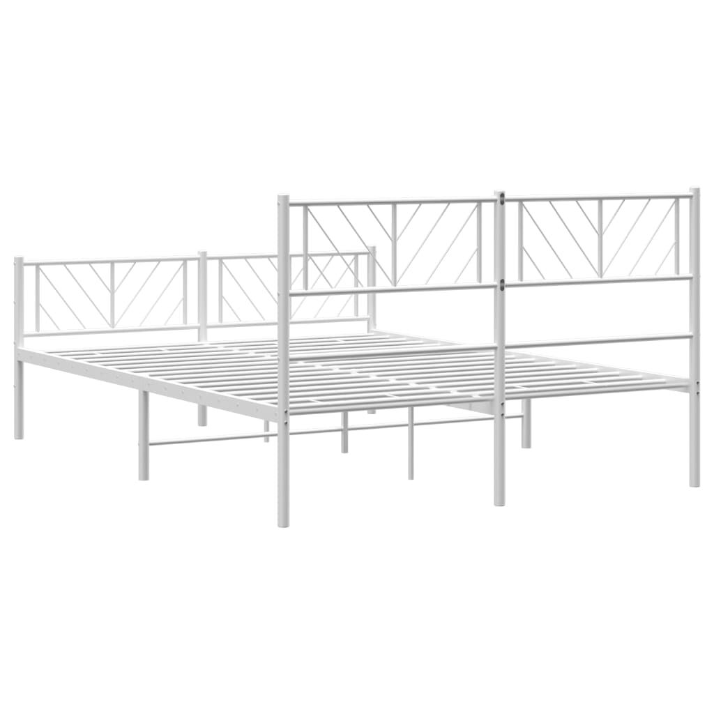 vidaXL Metal Bed Frame without Mattress with Footboard White 135x190cm
