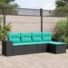 vidaXL 5 Piece Garden Sofa Set with Cushions Black Poly Rattan