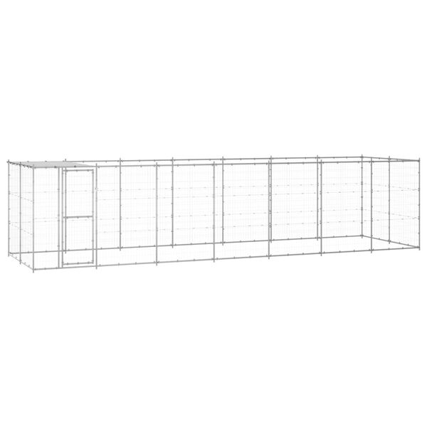 vidaXL Outdoor Dog Kennel Galvanised Steel with Roof 16.94 m&sup2;