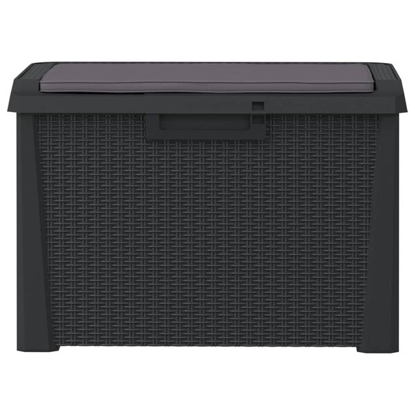 vidaXL Garden Storage Box with Seat Cushion Anthracite 125 L PP