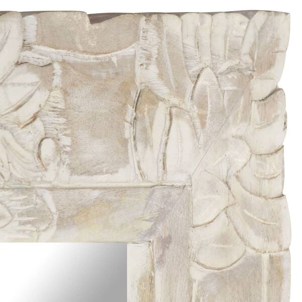 vidaXL Mirror White 50x50 cm Solid Mango Wood