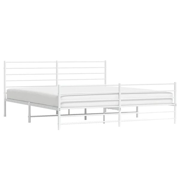 vidaXL Metal Bed Frame without Mattress with Footboard White 193x203cm