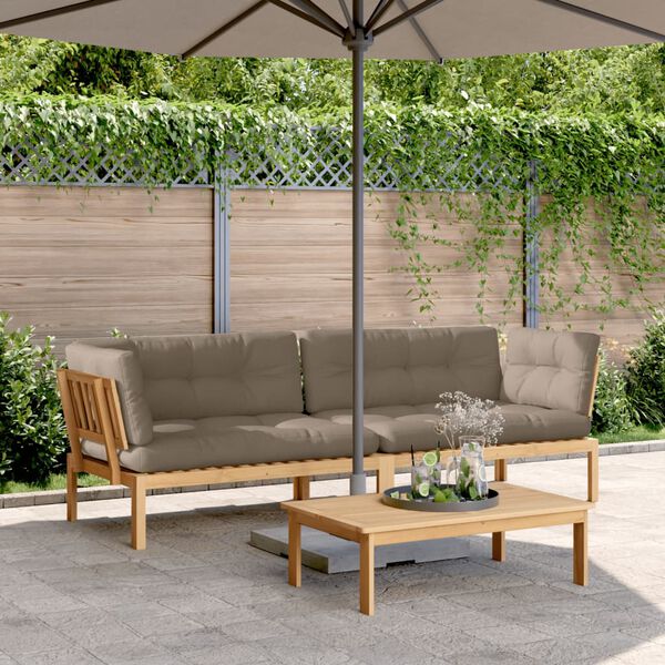 vidaXL Garden Pallet Corner Sofas 2 pcs with Cushions Solid Wood Acacia
