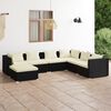 vidaXL 7 Piece Garden Lounge Set with Cushions Poly Rattan Black