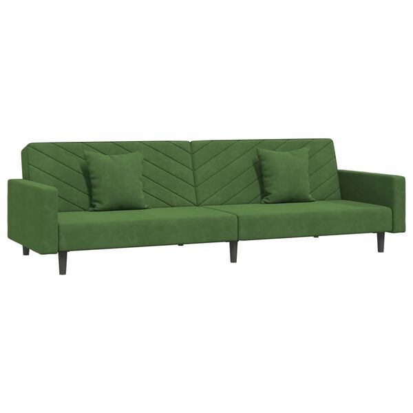 vidaXL 2-Seater Sofa Bed with Two Pillows Dark Green Velvet