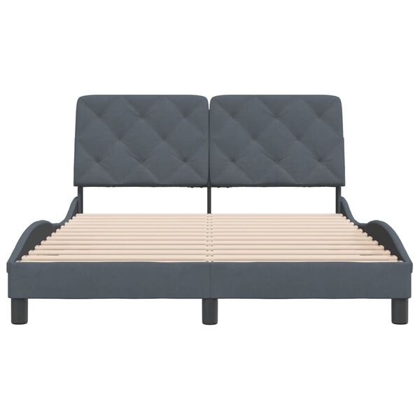 vidaXL Bed Frame without Mattress Dark Grey 137x190 cm Velvet