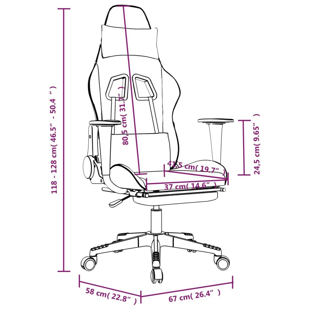 vidaXL Gaming Chair with Footrest Black and Grey Faux Leather
