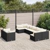 vidaXL 9 Piece Garden Sofa Set with Cushions Black Poly Rattan