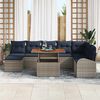 vidaXL Garden Sofa Set with Cushion 9 pcs Grey and navy blue