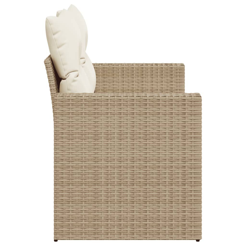 vidaXL Garden Sofa with Cushions 2-Seater Beige Poly Rattan