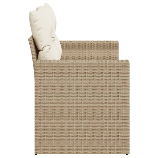 vidaXL Garden Sofa with Cushions 2-Seater Beige Poly Rattan