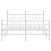 vidaXL Metal Bed Frame without Mattress with Footboard White 150x200cm