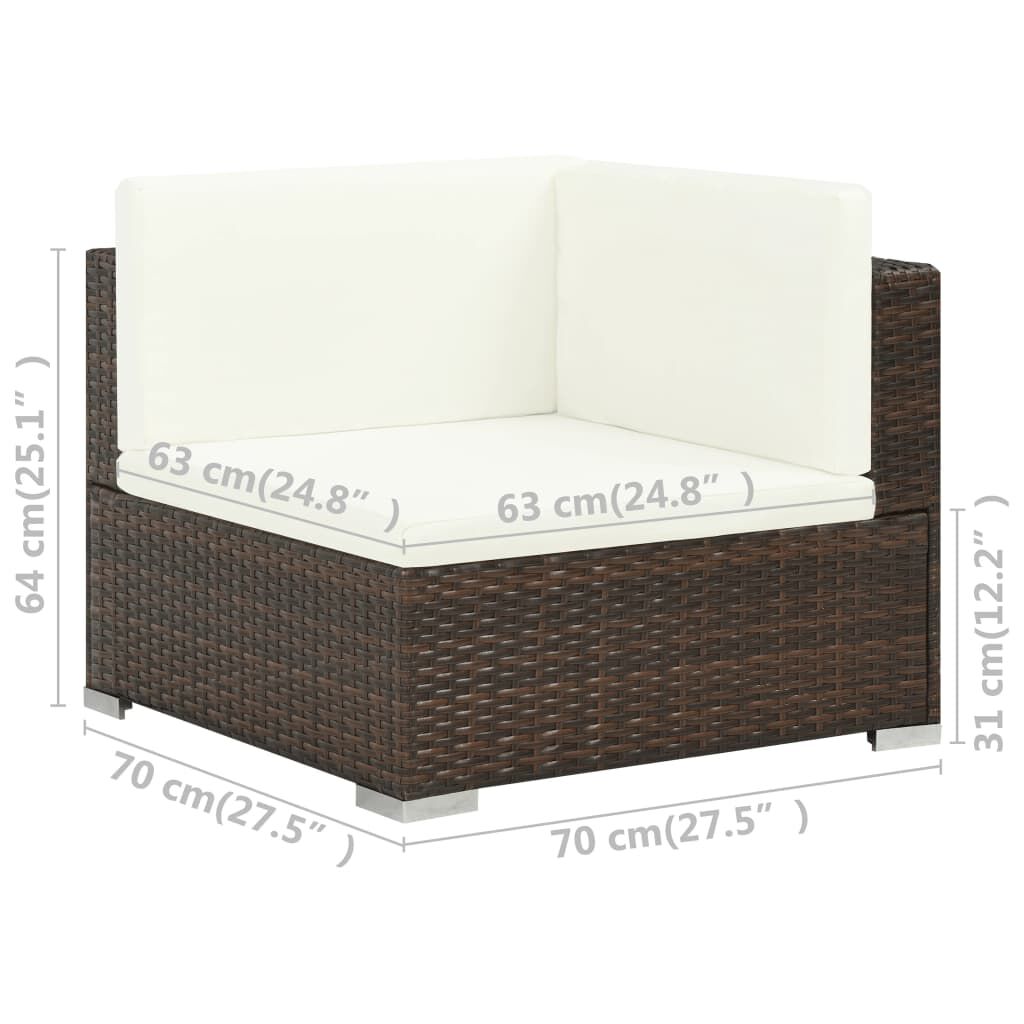 vidaXL 6 Piece Garden Lounge Set with Cushions Poly Rattan Brown