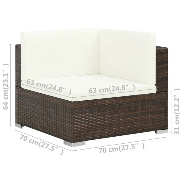 vidaXL 6 Piece Garden Lounge Set with Cushions Poly Rattan Brown