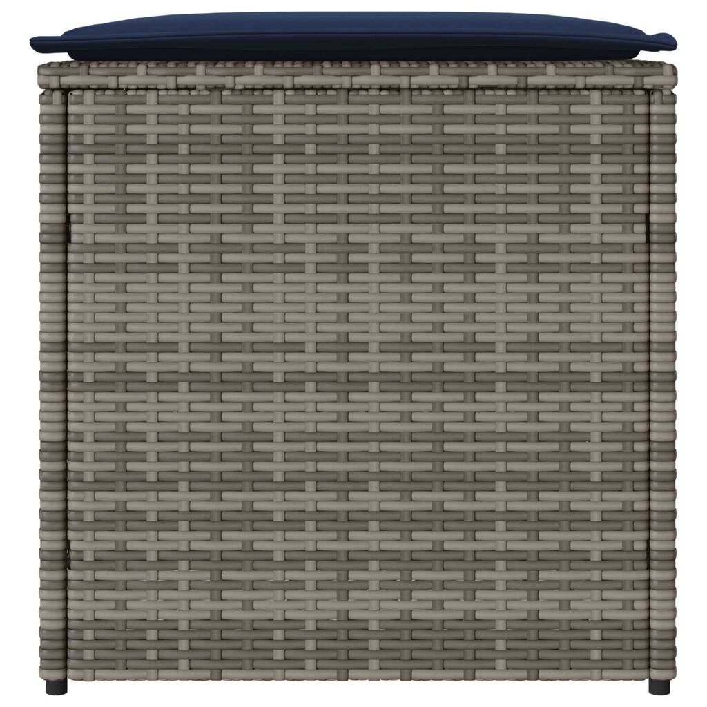 vidaXL Storage Box Grey and Navy Blue Rattan and Fabric Cushion Medium