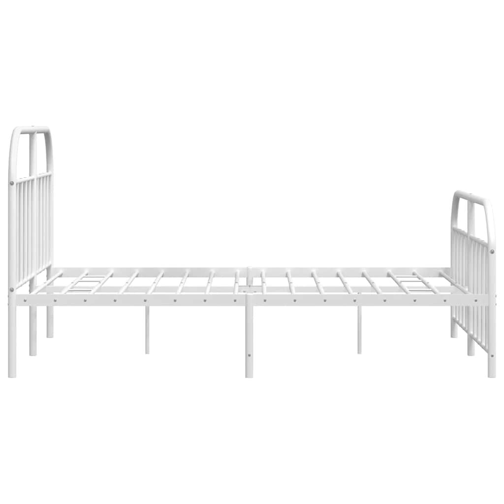 vidaXL Metal Bed Frame without Mattress with Footboard White 150x200cm