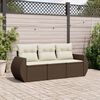 vidaXL 3 Piece Garden Sofa Set with Cushions Brown Poly Rattan