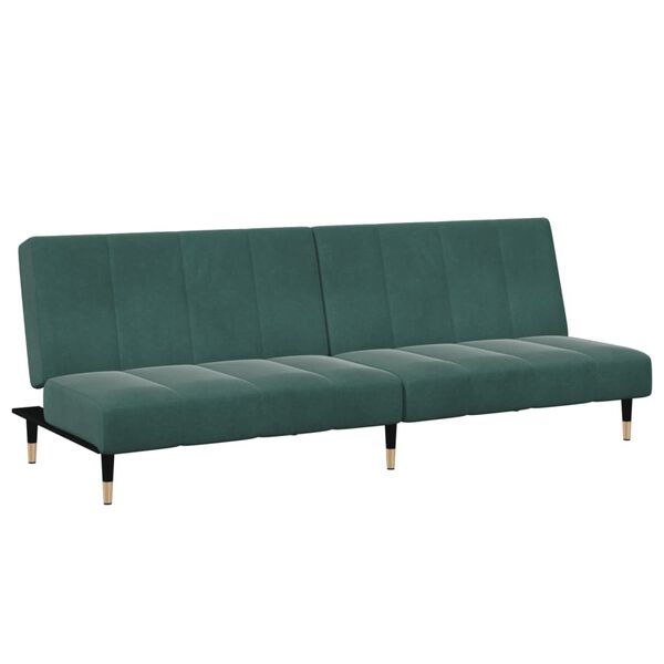 vidaXL 2-Seater Sofa Bed with Footstool Dark Green Velvet