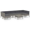 vidaXL 8 Piece Garden Lounge Set with Cushions Poly Rattan Grey