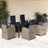 vidaXL 7 Piece Garden Dining Set with Cushions Grey Poly Rattan