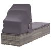 vidaXL Sun Lounger with Canopy and Cushion Poly Rattan Grey