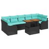 vidaXL Garden Sofa Set with Storage 8 pcs Black Poly rattan