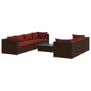 vidaXL 8 Piece Garden Lounge Set with Cushions Poly Rattan Brown