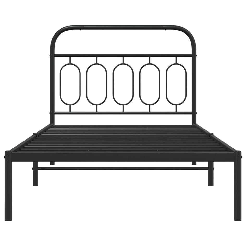 vidaXL Metal Bed Frame without Mattress with Headboard Black 100x200cm