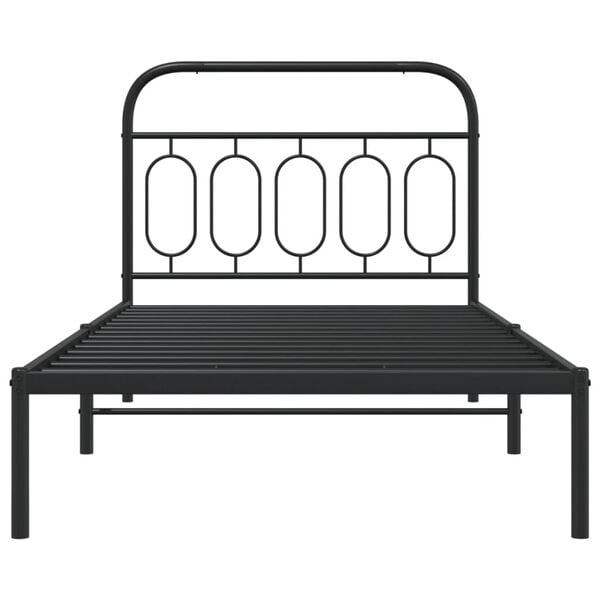 vidaXL Metal Bed Frame without Mattress with Headboard Black 100x200cm
