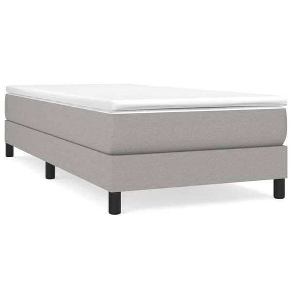 vidaXL Box Spring Bed Frame Light Grey Twin Fabric (US Only)