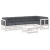 vidaXL 6 Piece Garden Lounge Set with Cushions White Solid Wood