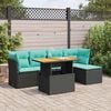 vidaXL 6 Piece Garden Sofa Set with Cushions Black Poly Rattan