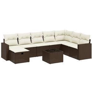 vidaXL 8 Piece Garden Sofa Set with Cushions Brown Poly Rattan