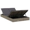vidaXL 2-Person Sunbed with Cushions Grey Poly Rattan