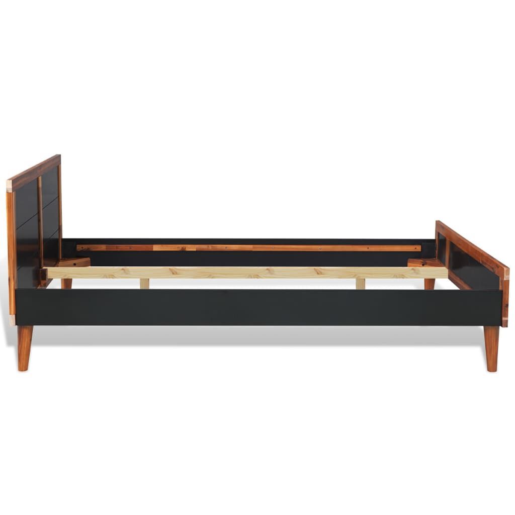 vidaXL Bed Frame without Mattress Black Solid Acacia Wood 140x200 cm