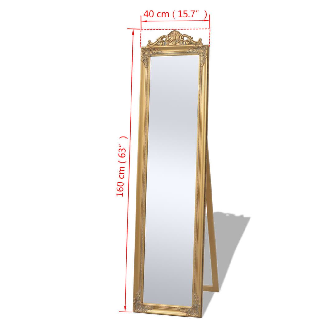 vidaXL Free-Standing Mirror Baroque Style 160x40 cm Gold