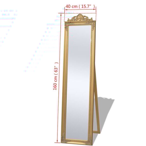 vidaXL Free-Standing Mirror Baroque Style 160x40 cm Gold