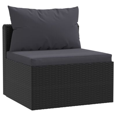 vidaXL 5 Piece Garden Lounge Set with Cushions Poly Rattan Black