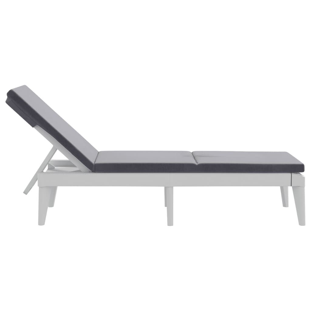 vidaXL Sun Lounger with Cushion White 186x60x29 cm PP