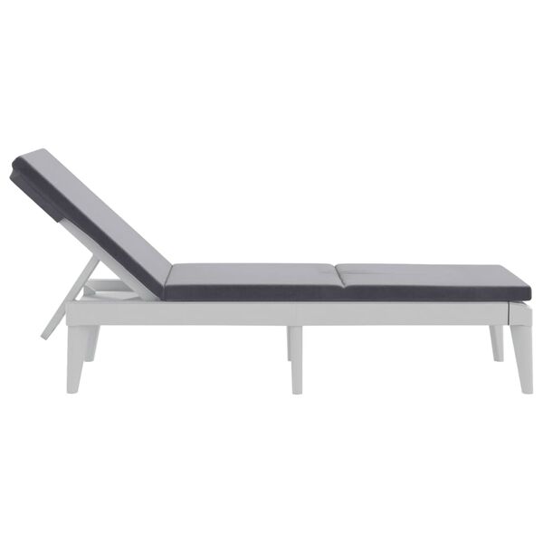vidaXL Sun Lounger with Cushion White 186x60x29 cm PP