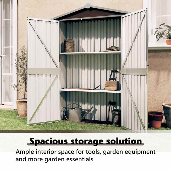 vidaXL Garden Shed Brown 116x45x175 cm Galvanised Steel