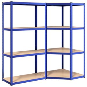 vidaXL 4-Layer Shelves 2 pcs Blue Steel&Engineered Wood