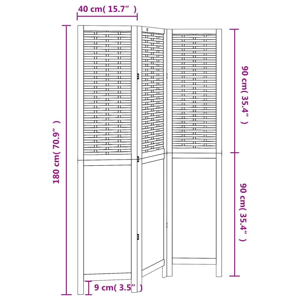 vidaXL Room Divider 3 Panels White Solid Wood Paulownia