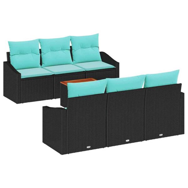 vidaXL Garden Sofa Set 7 pcs Black and turquoise
