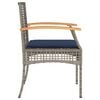 vidaXL 3 Piece Bistro Set with Cushions Grey Poly Rattan Acacia Wood