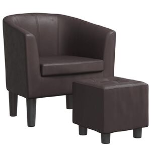 vidaXL Tub Chair with Footstool Brown Faux Leather