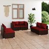 vidaXL 6 Piece Garden Lounge Set with Cushions Poly Rattan Brown